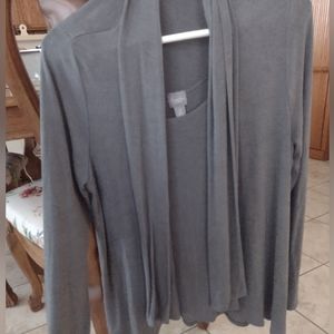Chico's Travelers 2 set cardigan and under top gray color medium sz 12